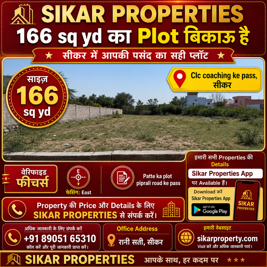 Clc Coaching के पास 166 sq yd का Plot बिकाऊ है - सीकर