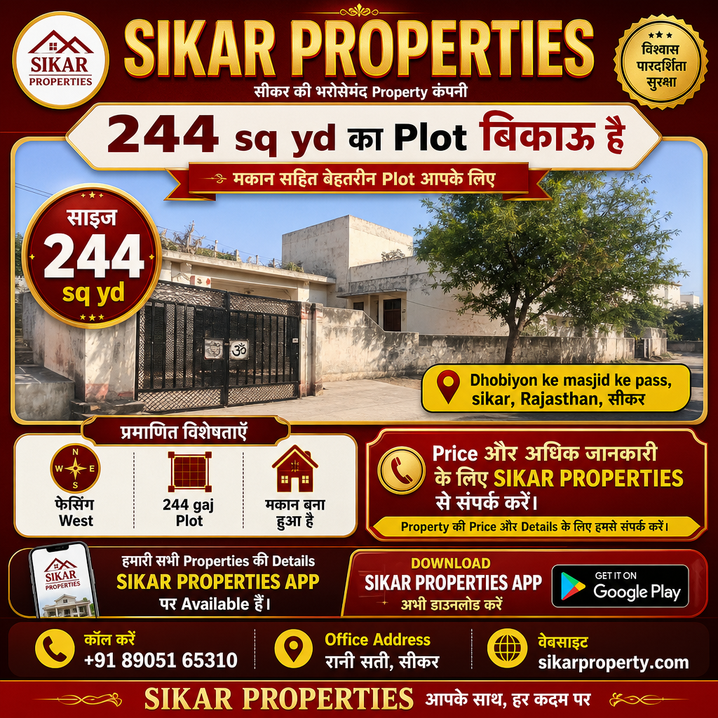 Dhobiyon ke masjid ke pass, Sikar में 244 sq yd का Plot — बिकाऊ है