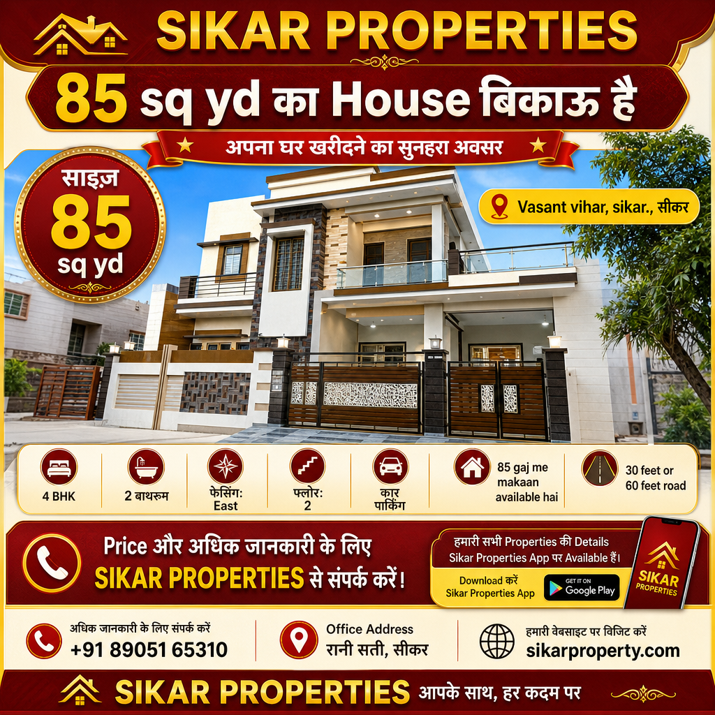 Vasant Vihar, Sikar में 85 sq yd का 4 BHK House — बिकाऊ है