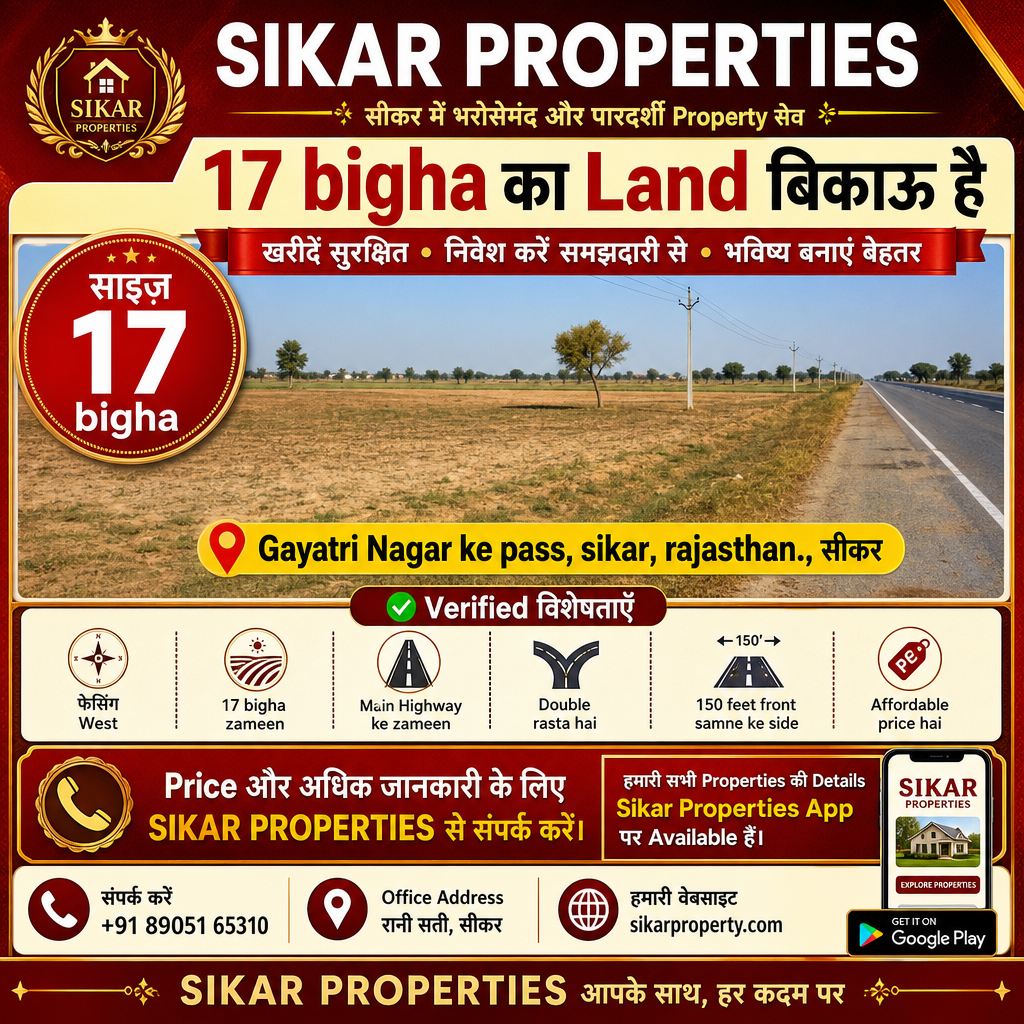 Gayatri Nagar, Sikar में 17 Bigha की जमीन बिकाऊ है