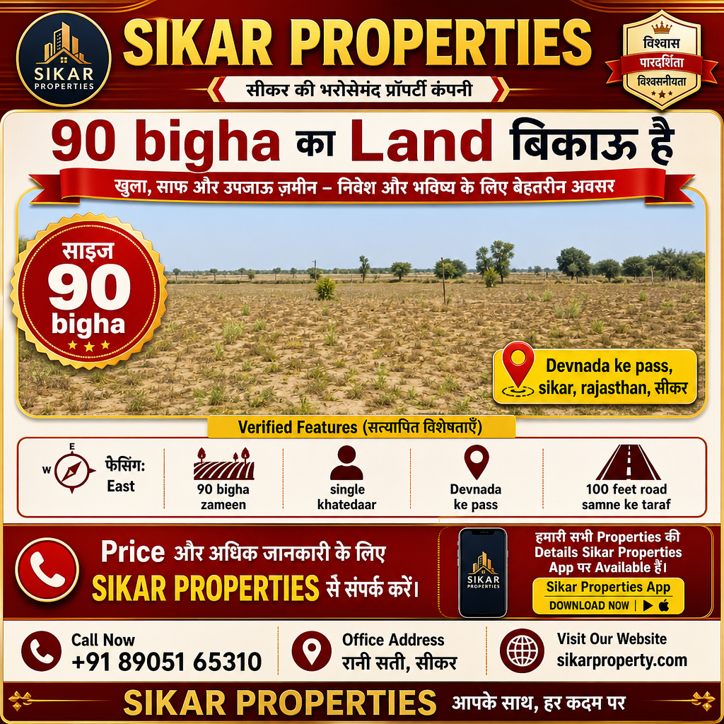 Devnada ke pass, Sikar में 90 bigha की ज़मीन बिकाऊ है