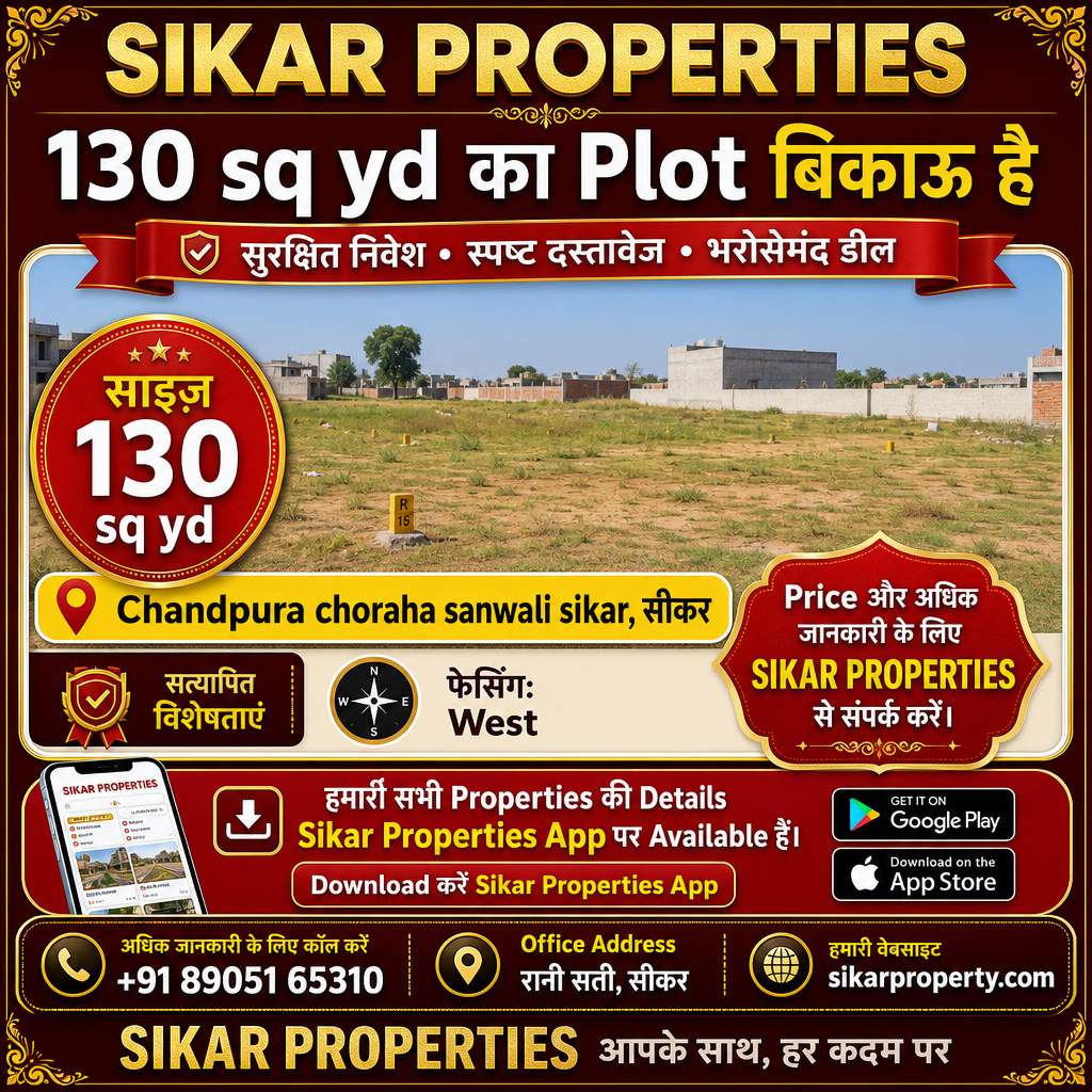 Chandpura choraha, Sikar में 130 sq yd का Plot बिकाऊ है