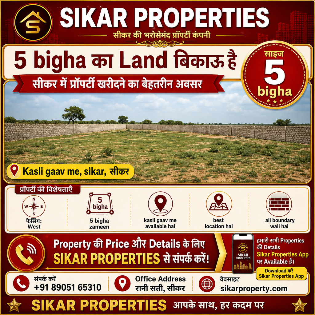 Kasli gaav, Sikar में 5 bighा की ज़मीन बिकाऊ है