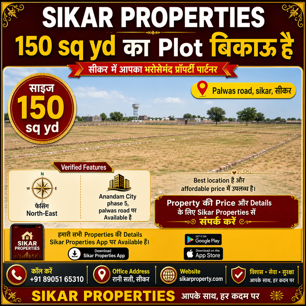 Palwas Road, Sikar में 150 sq yd का Plot — बिकाऊ है