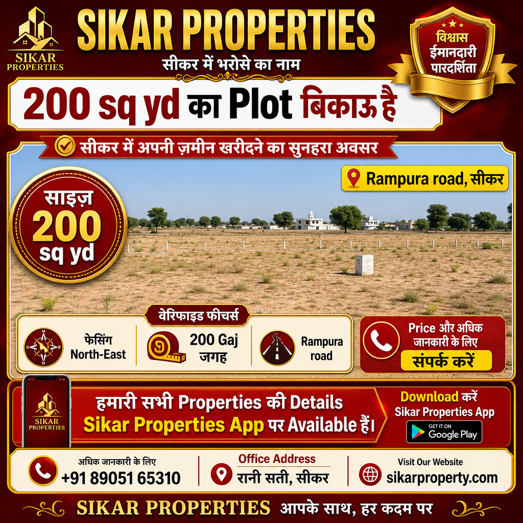 Rampura Road, सीकर में 200 sq yd का Plot — बिकाऊ है