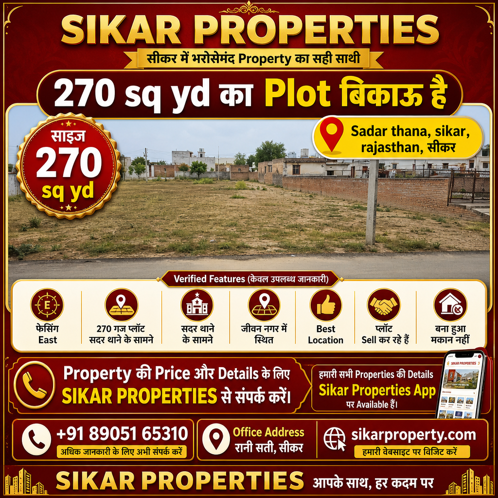 Sadar Thana, Sikar में 270 sq yd का Plot बिकाऊ है