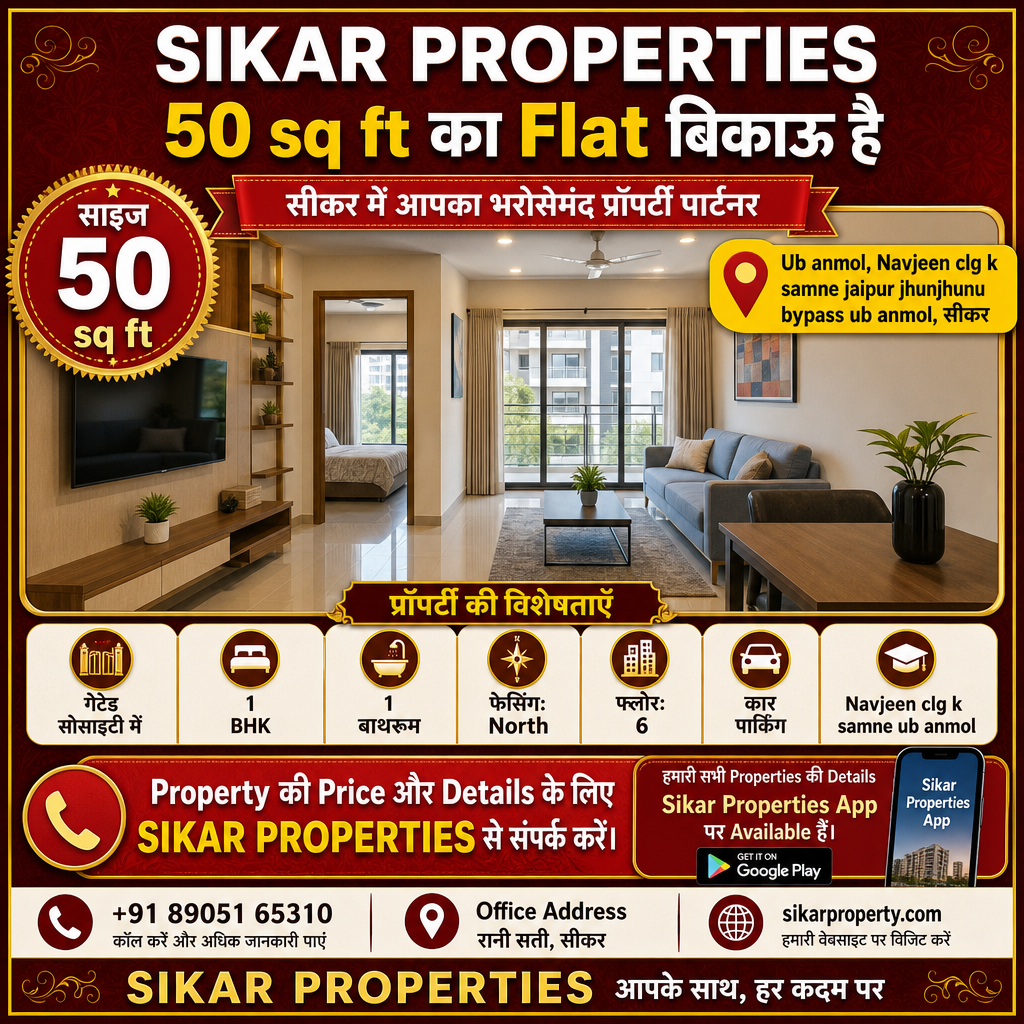 Ub anmol, Sikar में 50 sq ft का 1 BHK Flat — बिकाऊ है