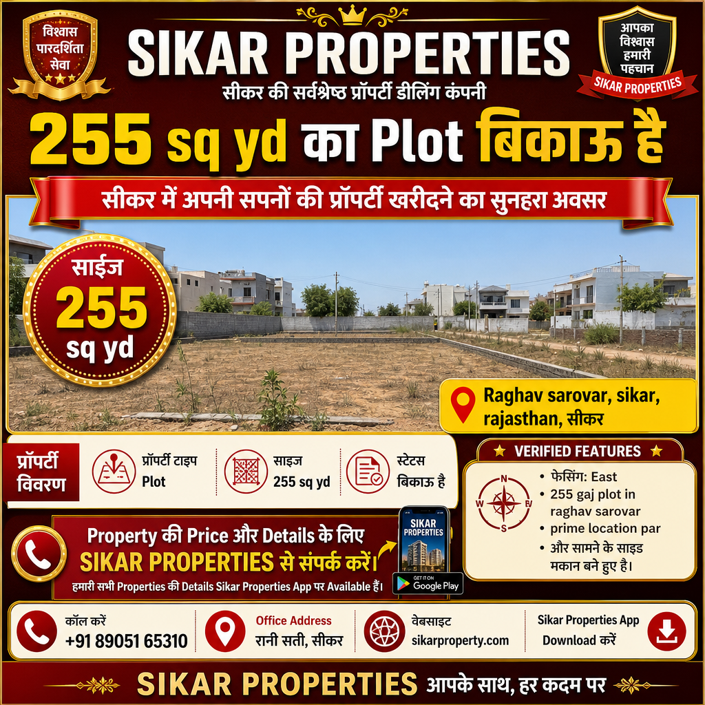 Raghav Sarovar, Sikar में 255 sq yd का Plot बिकाऊ है